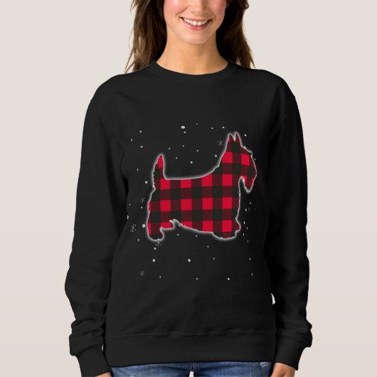 Sweatshirt Red Plaid Scottie Christmas Correspondante Buffalo (Devant)