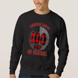 Sweatshirt Red Plaid Typography 100th day of School Lunch Lad