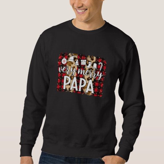 Sweatshirt Red Plaid Very Merry Papa Family Correspondance Ch (Devant)