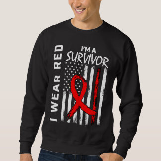 Sweatshirt Red Ribbon Heart Disease Survivor American Flag Fa