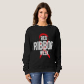Sweatshirt Red Ribbon Week Red Ribbon Leopard Red Ribbon (Devant entier)