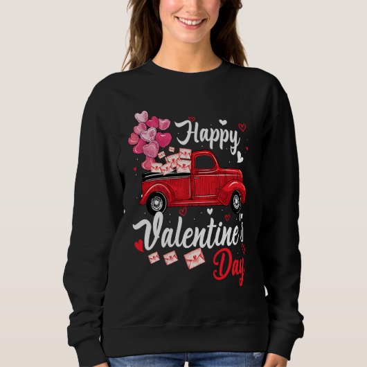 Sweatshirt Red Truck Happy Valentines Day  Couple Matching (Devant)