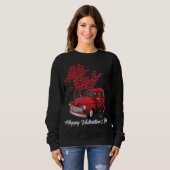 Sweatshirt Red Truck Happy Valentines Day Dobermann coeur chi (Devant entier)