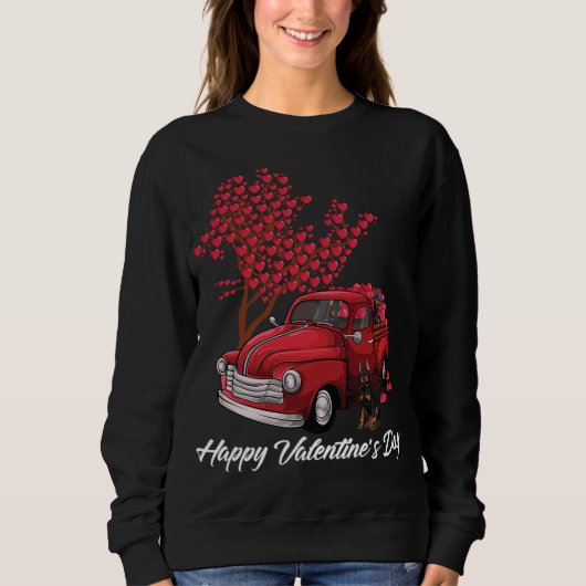 Sweatshirt Red Truck Happy Valentines Day Dobermann coeur chi (Devant)