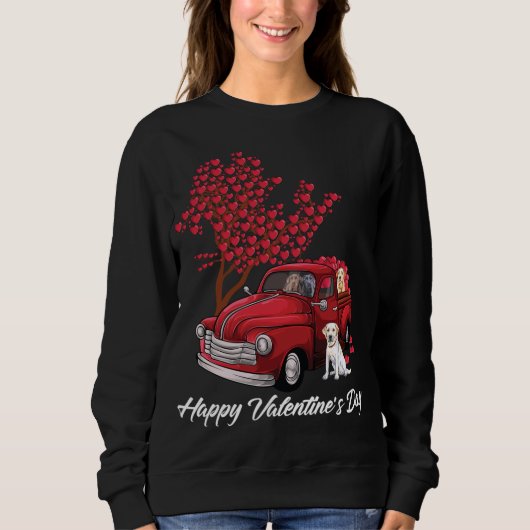 Sweatshirt Red Truck Joyeux Valentines Day Labrador Retriever (Devant)