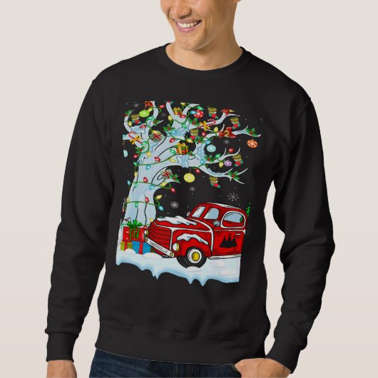 Sweatshirt Red Truck Lights Xmas Tree Snowman Red Truck Chris (Devant)