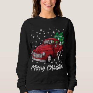 Sweatshirt Red Truck Merry Christmas Tree Boston Terrier Dog