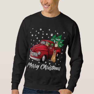 Sweatshirt Red Truck Merry Christmas Tree German Shepherd chi