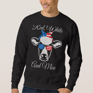 Sweatshirt Red White et Moo American Flag Cow 4 juillet