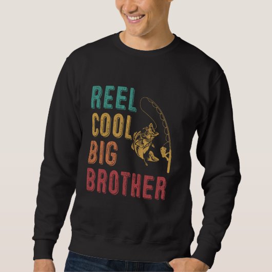 Sweatshirt Reel Cool Big Brother Funny Matching Famille Pêche (Devant)