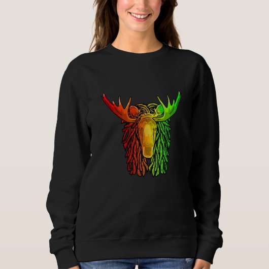 Sweatshirt Reggae Cool Moose Dreadlocks Rasta Dreads Rastafar (Devant)
