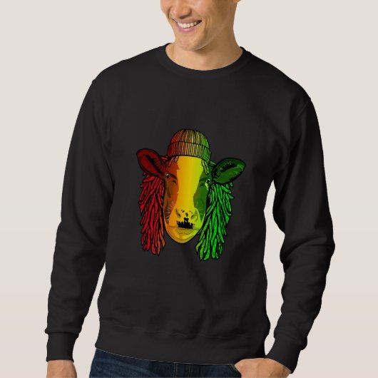 Sweatshirt Reggae Cool Vache Dreads Dreadlocks Ox Rasta (Devant)