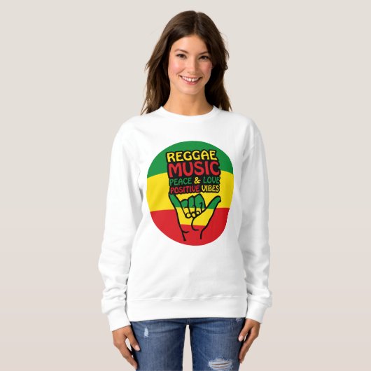 Sweatshirt Reggae Shaka Main avec des citations positives (Devant entier)