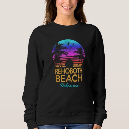 Sweatshirt Rehoboth Beach Delaware Retro Sunset Summer Vibe (Devant)
