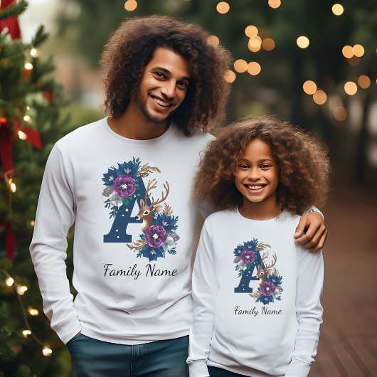 Sweatshirt Reindeer d'hiver Monogramme Famille Noël