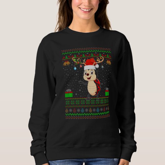 Sweatshirt Reindeer Santa Hat Correspondant Ugly Ladybug Noël (Devant)