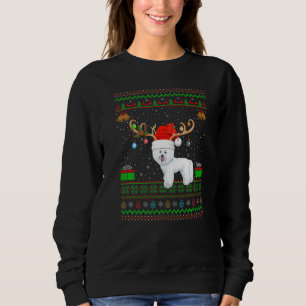 Sweatshirt Reindeer Santa Hat Correspondre Ugly Bichon Frise 
