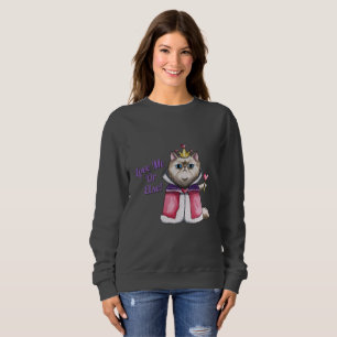 Sweatshirt Reine d'illustration de chat persan de coeurs