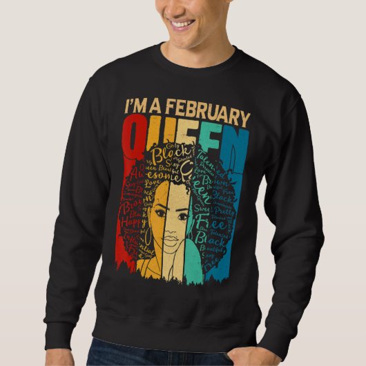 Sweatshirt Reines Février Anniversaire Black Women Afro Ameri (Devant)