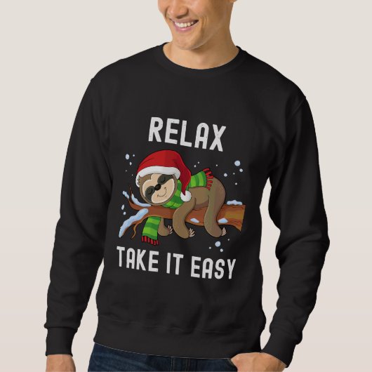 Sweatshirt Relax Take It Easy Christmas Sloth Santa Hat (Devant)
