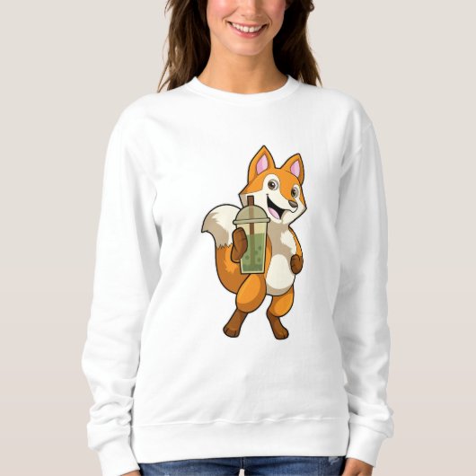Sweatshirt Renard à boire avec du thé à bulle (Devant)