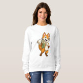 Sweatshirt Renard à boire avec du thé à bulle (Devant entier)