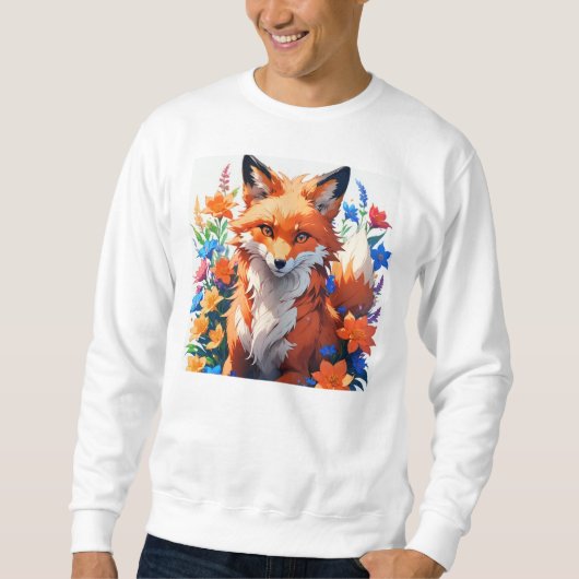 Sweatshirt Renard à fleurs (Devant)