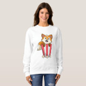 Sweatshirt Renard à manger avec Popcorn (Devant entier)