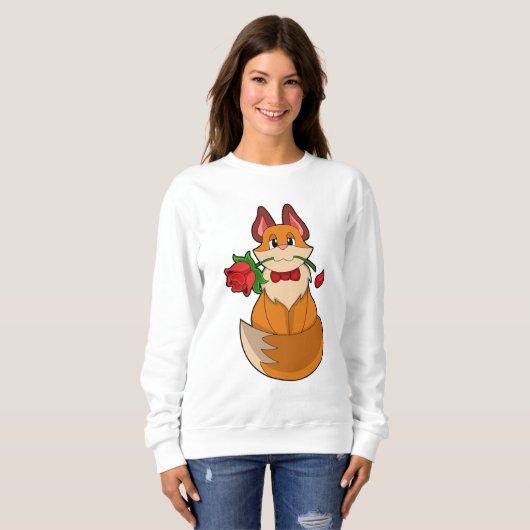 Sweatshirt Renard avec fleur Rose (Devant entier)
