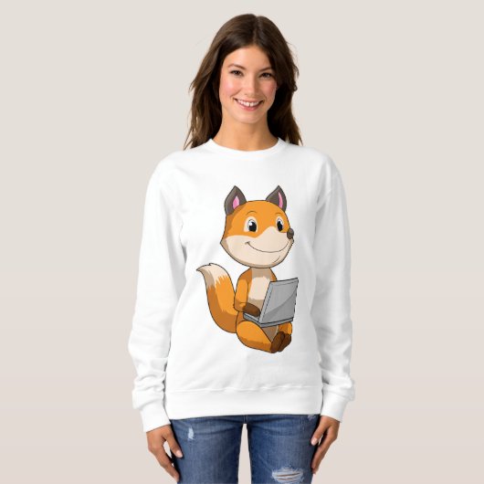 Sweatshirt Renard avec ordinateur portable (Devant entier)