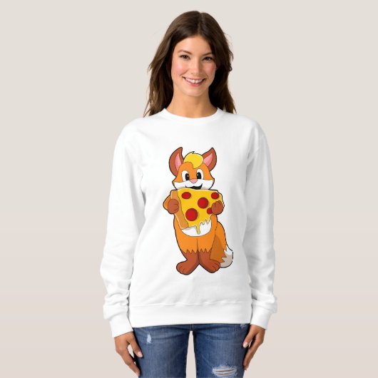 Sweatshirt Renard avec pizza (Devant entier)