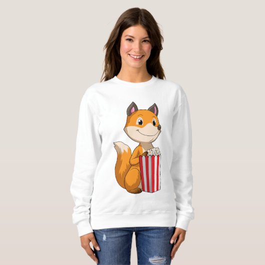 Sweatshirt Renard avec Popcorn (Devant entier)