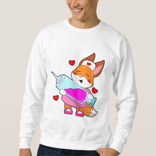 Sweatshirt Renard comme infirmière avec seringue (Devant)