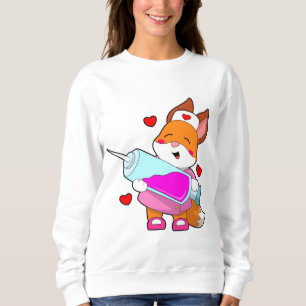 Sweatshirt Renard comme infirmière avec seringue
