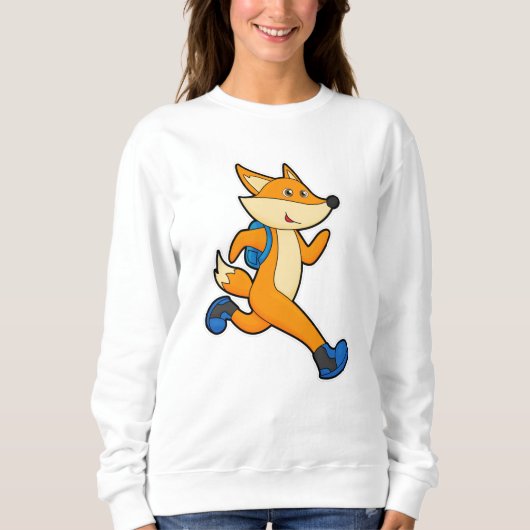 Sweatshirt Renard en course avec sac à dos (Devant)