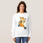 Sweatshirt Renard en course avec sac à dos (Devant entier)