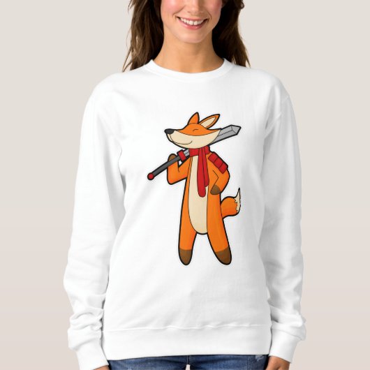 Sweatshirt Renard en guerrier avec épée et écharpe (Devant)