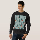 Sweatshirt Renards, sapins, hiver, motif coloré (Devant entier)
