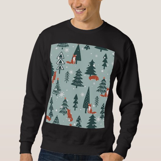 Sweatshirt Renards, sapins, hiver, motif coloré (Devant)