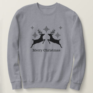 Sweatshirt Rennes noirs et flocons de neige Joyeux Noël