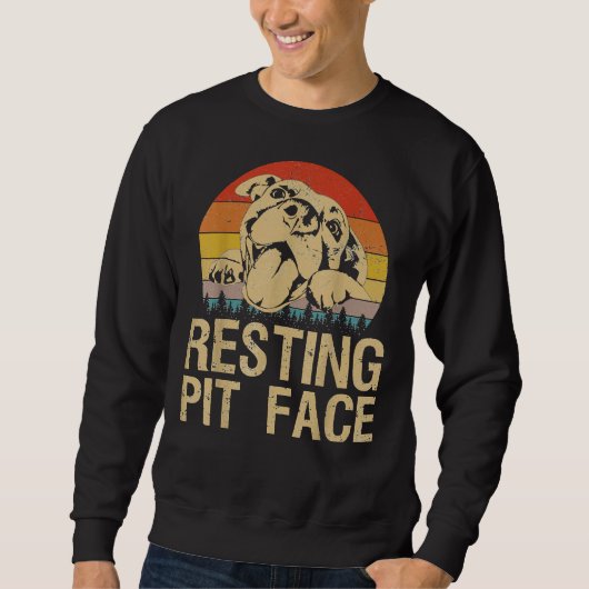 Sweatshirt Repose Pit Face Drôle Amateurs de Pitbull (Devant)