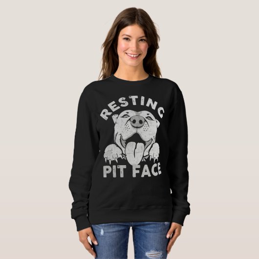 Sweatshirt Repose Pit Face Drôle Pitbull Devis chien pour ani (Devant entier)