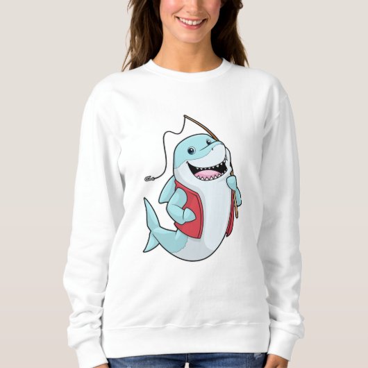 Sweatshirt Requin à la pêche avec canne à pêche (Devant)