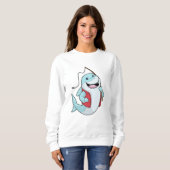 Sweatshirt Requin à la pêche avec canne à pêche (Devant entier)