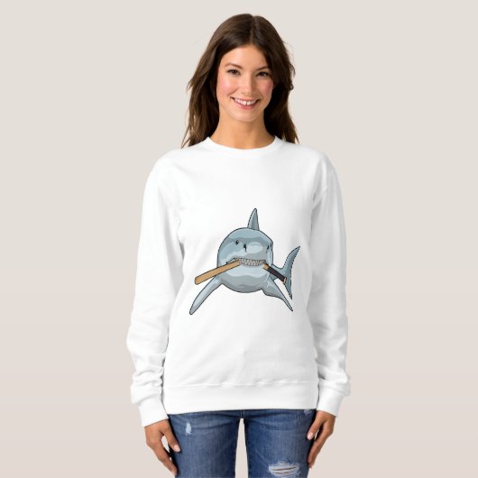 Sweatshirt Requin au baseball avec batte de baseball (Devant entier)