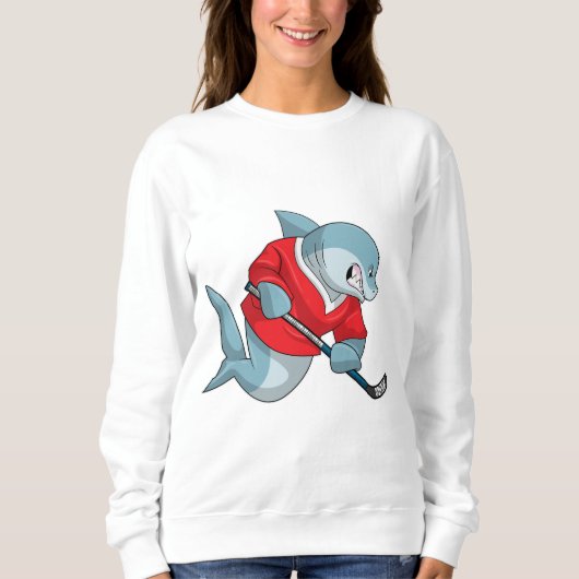 Sweatshirt Requin au hockey sur glace avec bâton de hockey su (Devant)
