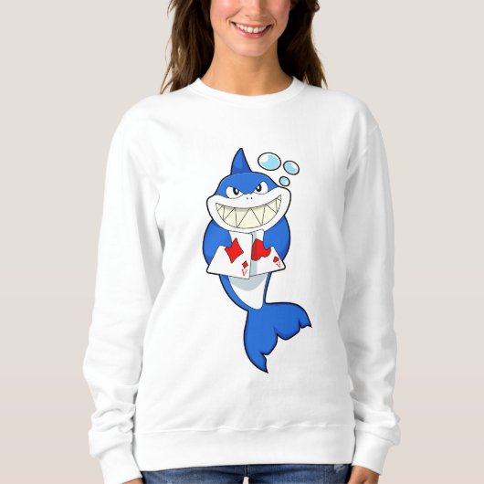 Sweatshirt Requin au Poker avec cartes de Poker (Devant)