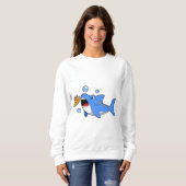 Sweatshirt Requin avec pizza comme appât (Devant entier)