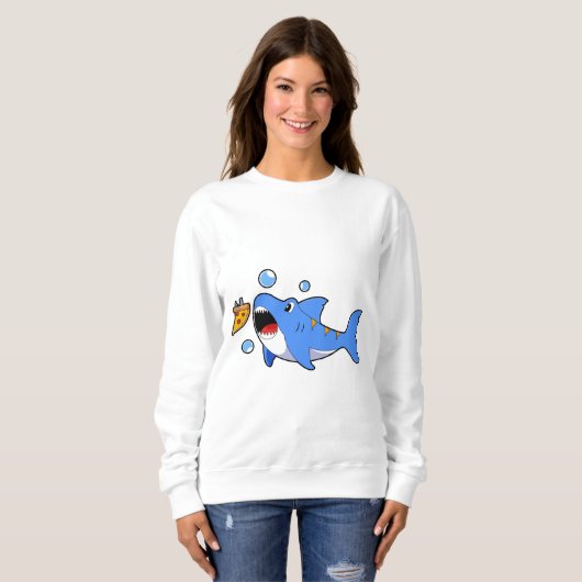 Sweatshirt Requin avec pizza comme appât (Devant entier)