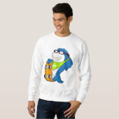 Sweatshirt Requin comme patineur avec skateboard (Devant entier)